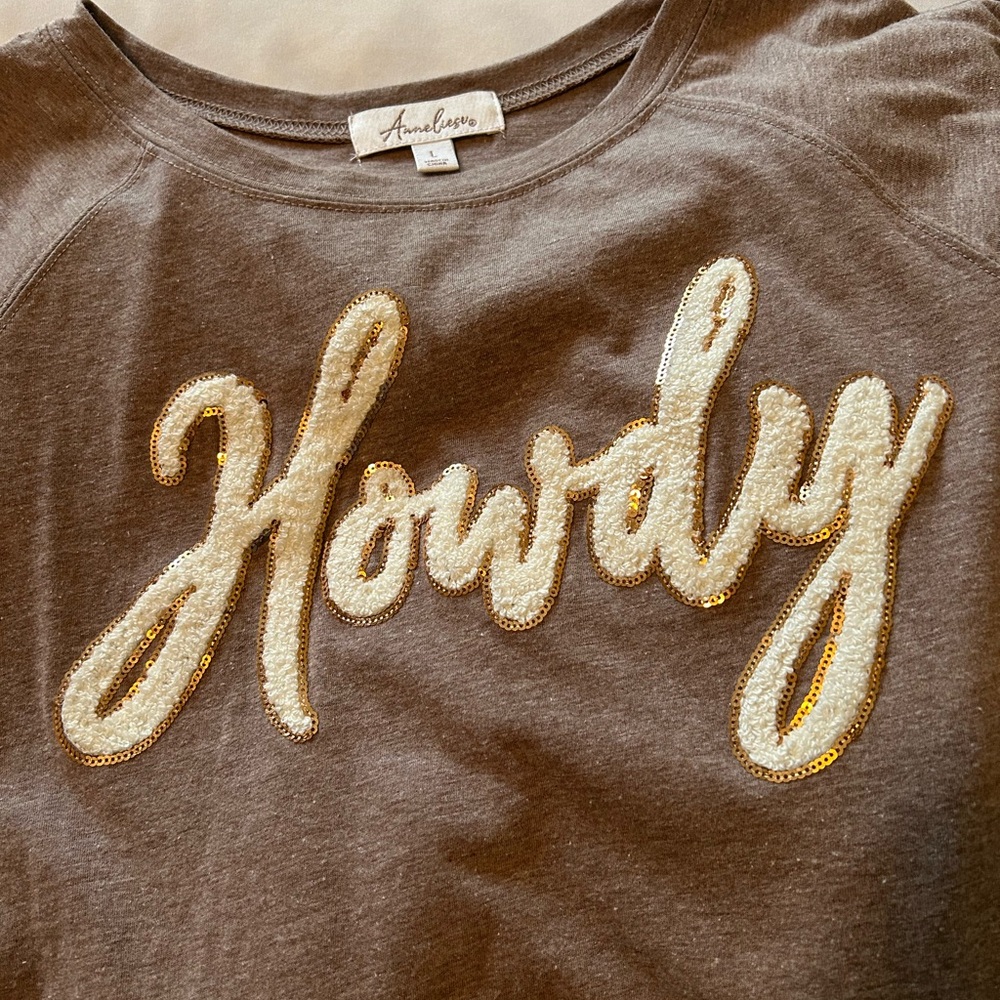 Auniege “Howdy” lightweight long sleeved tshirt, L, brown - Picture 5 of 6